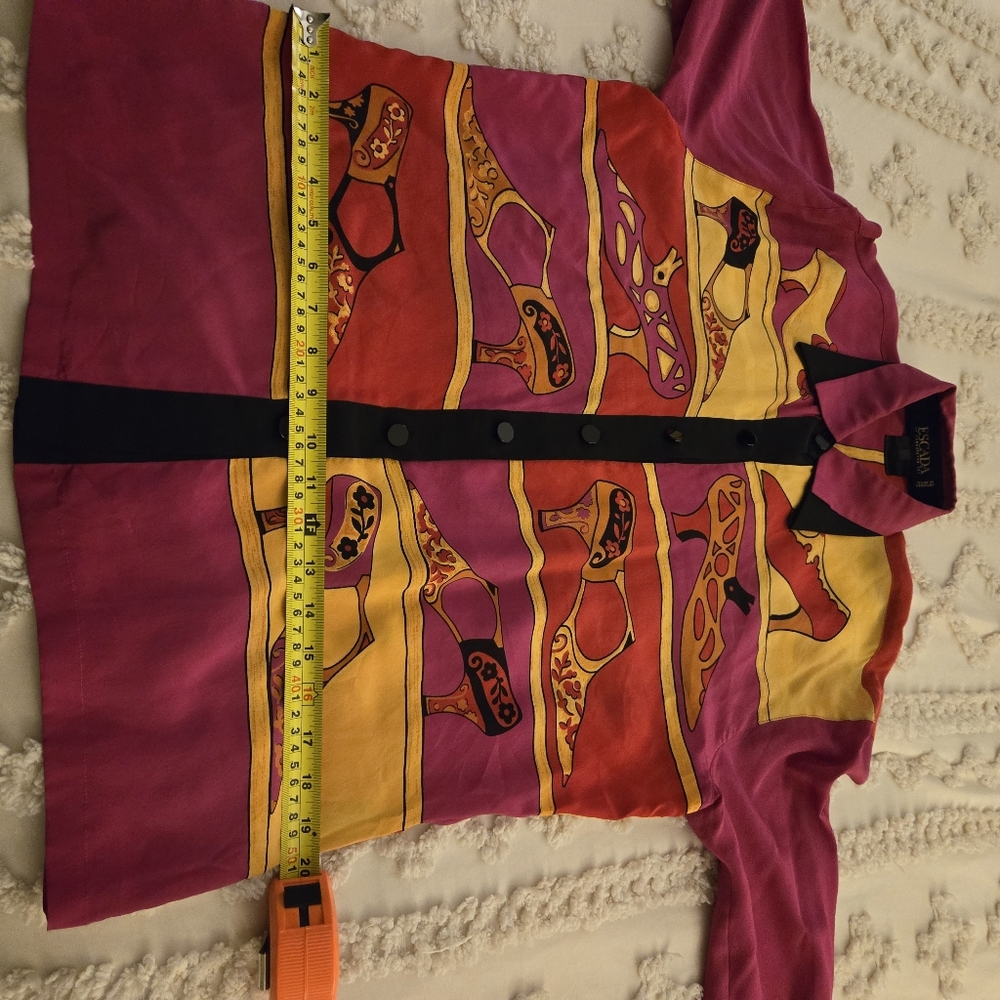 Vintage Escada Button-Up Blouse with Shoe Print. - Picture 7 of 8